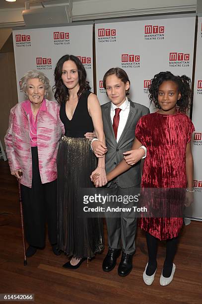Caroline Louise Morelli Parker, Mary-Louise Parker, William Atticus Crudup and Caroline Aberash Parker attend the "Heisenberg" Broadway opening night...