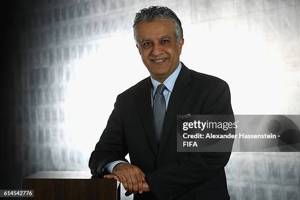 Council member Sheikh Salman Bin Ebrahim Al Khalifa poses during a Portrait session at the FIFA headquaters on October 14, 2016 in Zurich,...