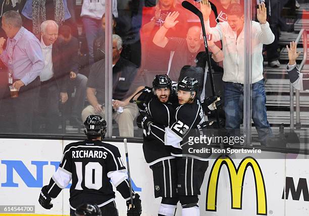 Los Angeles Kings Center Mike Richards [3483], Los Angeles Kings Defenseman Drew Doughty [6495], and Los Angeles Kings Right Wing Dustin Brown [2289]...