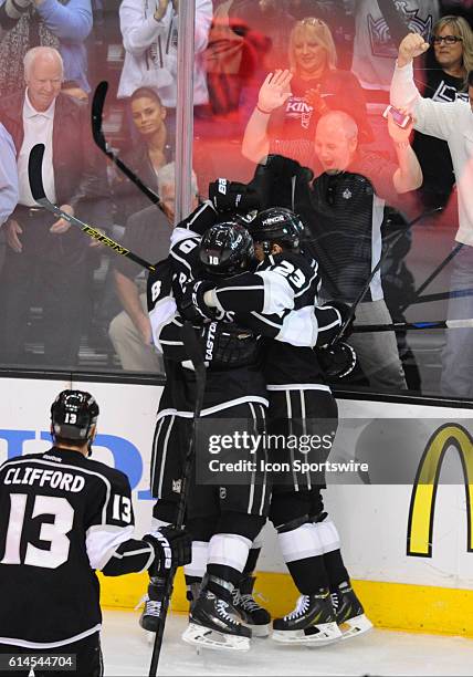 Los Angeles Kings Center Mike Richards [3483], Los Angeles Kings Defenseman Drew Doughty [6495], and Los Angeles Kings Right Wing Dustin Brown [2289]...