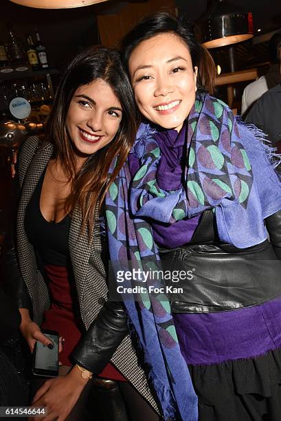 Donia Eden and Malika Lambert attend "Apero Milk" Hosted by Grand Seigneurs Culinary Magazine at Bistrot le Marguerite on October 13, 2016 in Paris,...