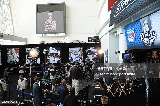 General view of the NHL Network set and Media Day during Media Day for the Stanley Cup Finals at STAPLES Center in Los Angeles, CA.