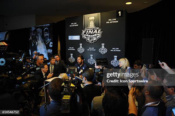 New York Rangers Goalie Henrik Lundqvist [2585] during Media Day for the Stanley Cup Finals at STAPLES Center in Los Angeles, CA.