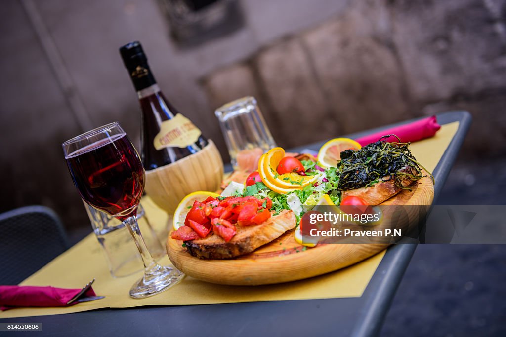 Bruschetta and wine