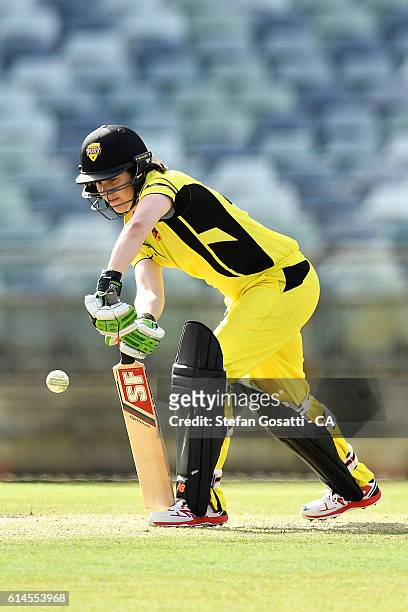 Emma Biss of Western Australia bats during the WNCL match between Western Australia and the ACT at WACA on October 14, 2016 in Perth, Australia.