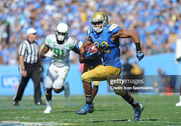 Eldridge Massington during an NCAA football game between the Oregon Ducks and the UCLA Bruins at the Rose Bowl in Pasadena, CA.