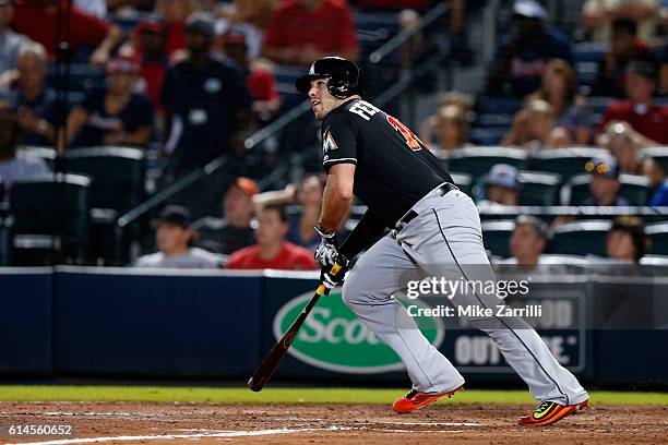 Jose Fernandez of the Miami Marlins bats during the game against the Atlanta Braves at Turner Field on July 1, 2016 in Atlanta, Georgia.