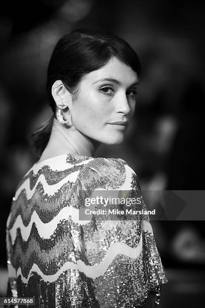 Gemma Arterton attends 'Their Finest' Mayor's Centrepiece Gala screening during the 60th BFI London Film Festival at Odeon Leicester Square on...