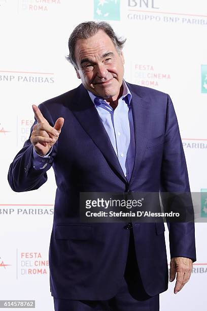Director Oliver Stone attends a photocall for 'Snowden' during the 11th Rome Film Festival at Auditorium Parco Della Musica on October 14, 2016 in...
