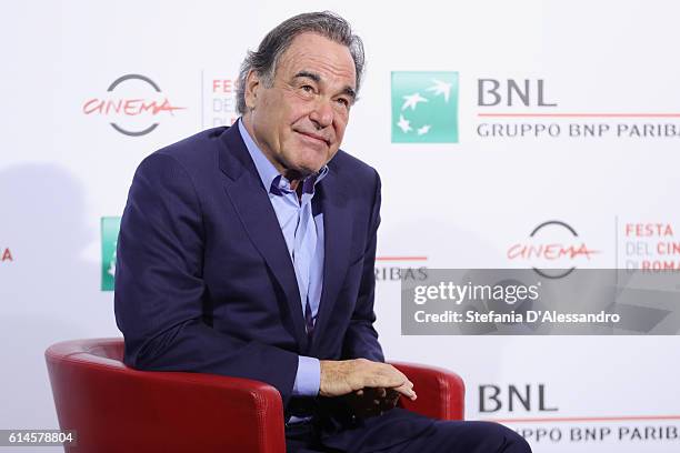 Director Oliver Stone attends a photocall for 'Snowden' during the 11th Rome Film Festival at Auditorium Parco Della Musica on October 14, 2016 in...