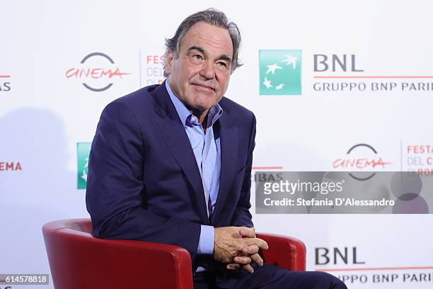 Director Oliver Stone attends a photocall for 'Snowden' during the 11th Rome Film Festival at Auditorium Parco Della Musica on October 14, 2016 in...