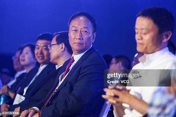 Alibaba chairman Jack Ma and Terry Gou, founder and chairman of Foxconn, attend opening ceremony of the Computing Conference 2016 at Hangzhou Yunqi...