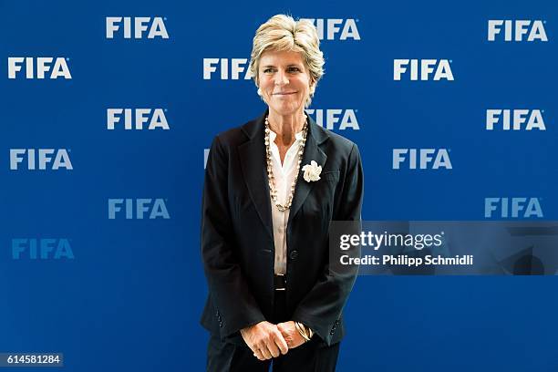 Council member Evelina Christillin poses for a photo after part II of the FIFA Council Meeting 2016 at the FIFA headquarters on October 14, 2016 in...