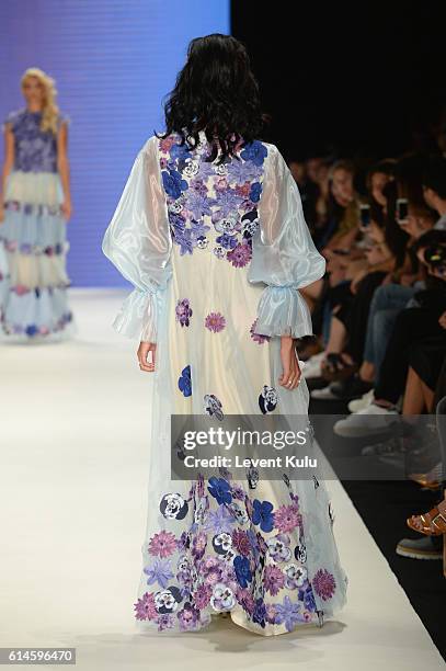 Model walks the runway at the Afffair show during Mercedes-Benz Fashion Week Istanbul at Zorlu Center on October 14, 2016 in Istanbul, Turkey.