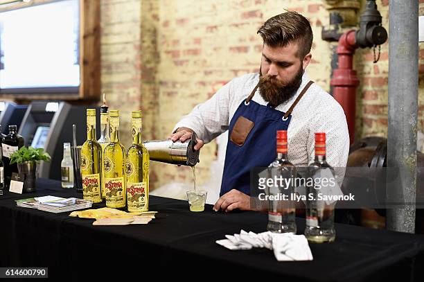 View of the Liquore Strega by Giuseppe Alberti at Chelsea Market Live hosted by Haylie Duff, Tia Mowry and Tiffani Thiessen at Chelsea Market on...