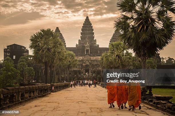 angkor wat one of the seven wonders of the world in cambodia. - cambodia stock-fotos und bilder