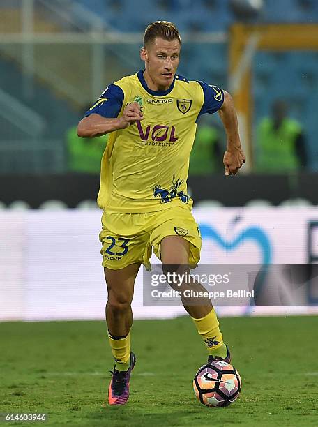 Valter Birsa of AC Chievo Verona in action during the Serie A match between Pescara Calcio and AC Chievo Verona at Adriatico Stadium on October 1,...