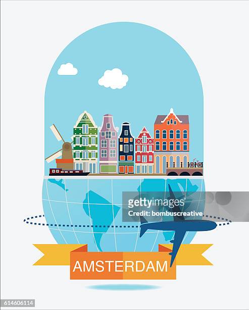 stockillustraties, clipart, cartoons en iconen met amsterdam city - grachtenpand
