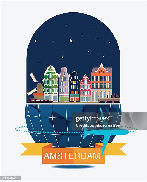 stockillustraties, clipart, cartoons en iconen met amsterdam city night - amsterdam night