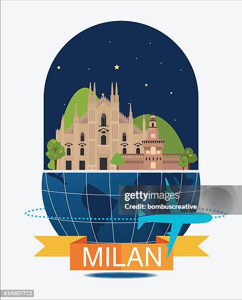 illustrazioni stock, clip art, cartoni animati e icone di tendenza di milano city night - skyline milano