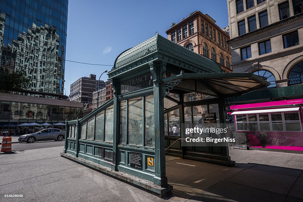 Old subway entrance, Manhatten, New York City, Unites States