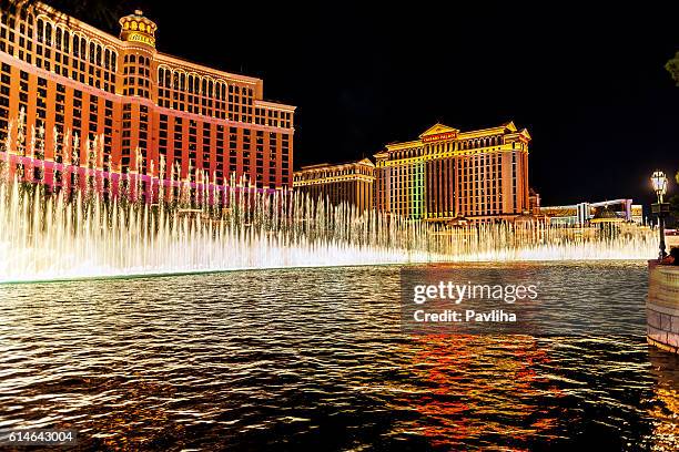 bellagio hotel cacino and caesars palace, las vegas, usa - vegas fountain stock pictures, royalty-free photos & images