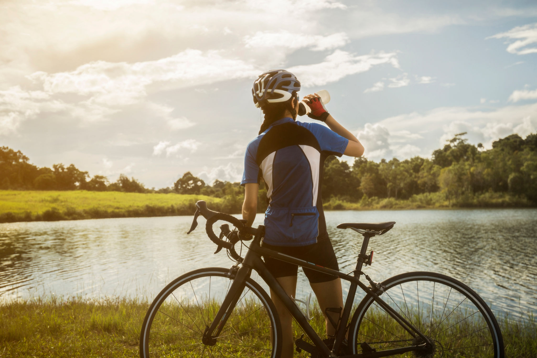 cycling by river
