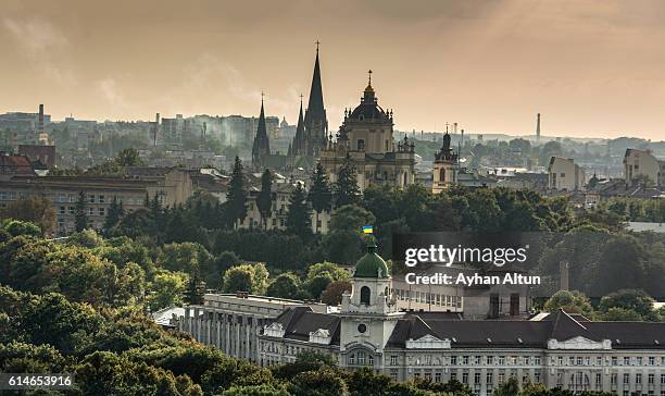 view of old town of lviv,ukraine - lviv stock pictures, royalty-free photos & images