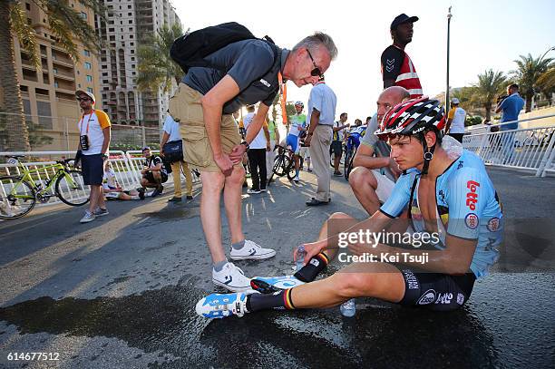 89th Road World Championships 2016 / Men Juniors Arrival / Brent VAN MOER / Guy VERMEIREN Press Officer Team Belgium / Heat Hot / The Pearl Qatar -...