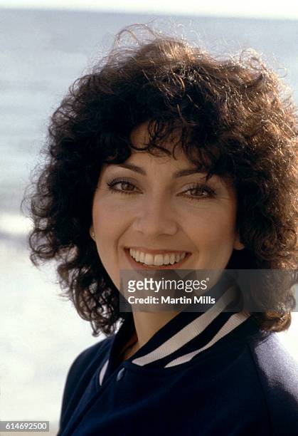 Actress Joyce Dewitt poses for a portrait at the beach circa 1980 in Los Angeles, California.