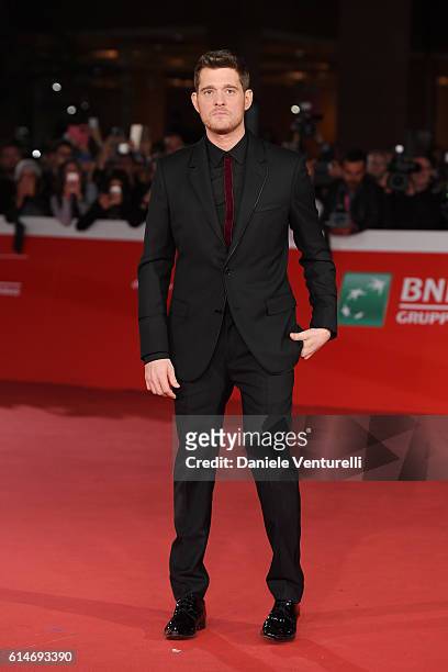 Michael Buble walks a red carpet for 'Tour Stop 148' during the 11th Rome Film Festival at Auditorium Parco Della Musica on October 14, 2016 in Rome,...