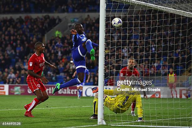Sol Bamba of Cardiff City scores his sides second goal during the Sky Bet Championship match between Cardiff City and Bristol City at Cardiff City...