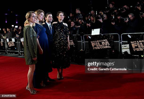 Producer Nancy Grant, actress Lea Seydoux, director Xavier Dolan and actress Marion Cotillard attend the 'It's Only The End Of The World' BFI Flare...