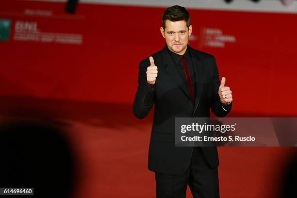 Michael Buble walks a red carpet for 'Tour Stop 148' during the 11th Rome Film Festival at Auditorium Parco Della Musica on October 14, 2016 in Rome,...