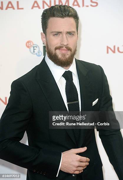 Aaron Taylor Johnson attends the 'Nocturnal Animals' Headline Gala screening during the 60th BFI London Film Festival at Odeon Leicester Square on...