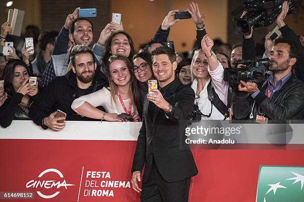 Michael Buble walks a red carpet for 'Tour Stop 148' during the 11th Rome Film Festival at Auditorium Parco Della Musica on October 14, 2016 in Rome,...
