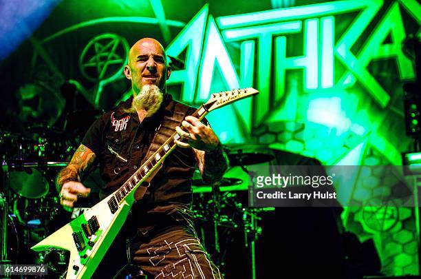 Scott Ian is performing with "Anthrax" at the Fillmore Auditorium in Denver, Colorado on October 10, 2016.