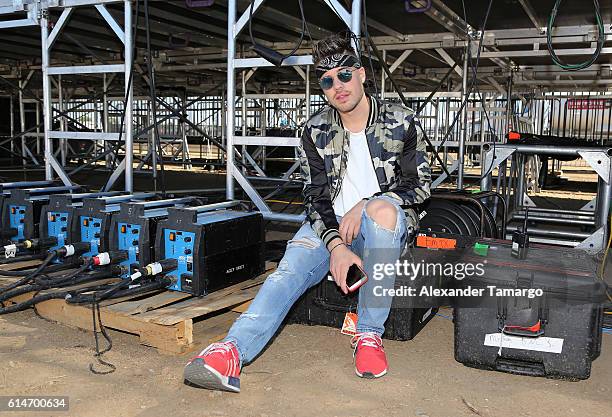 William Valdes is seen during the second day of rehearsals for the"Univision and Fusion RiseUp As One" concert at CBX on October 14, 2016 in San...