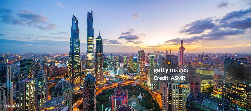 Shanghai Skyline Sonnenuntergang