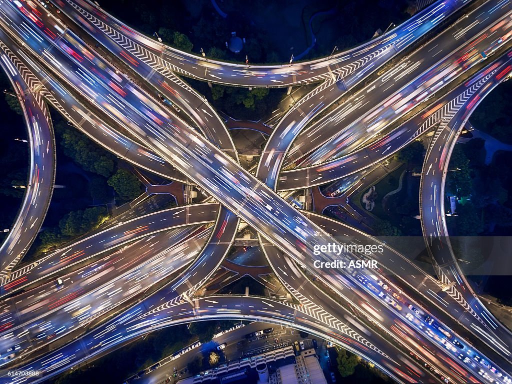 Aerial view of Shanghai Highway at Night