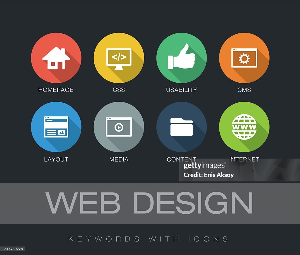 Web Design keywords with icons