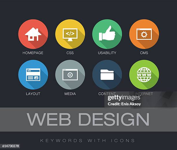 web design keywords with icons - content management system stock illustrations