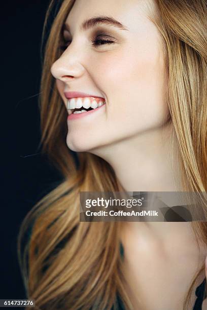 studio shot of young beautiful woman - white teeth stock pictures, royalty-free photos & images