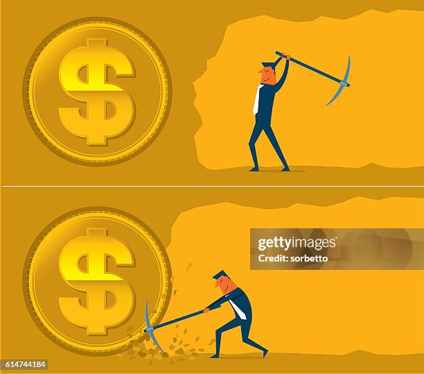 digging money - friendly rivalry stock illustrations