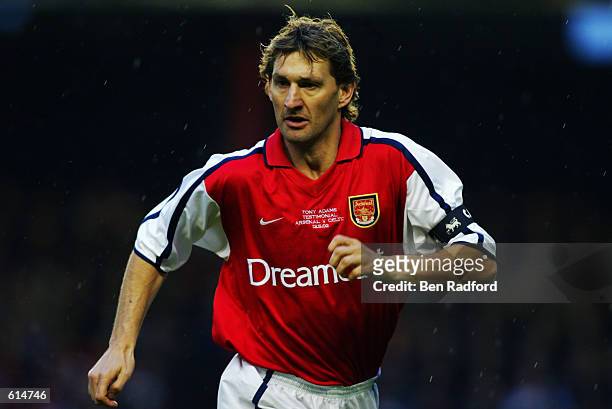 Tony Adams of Arsenal in action during The Tony Adams Testimonial match between Arsenal and Celtic played at Highbury, in London on May 13, 2002. The...