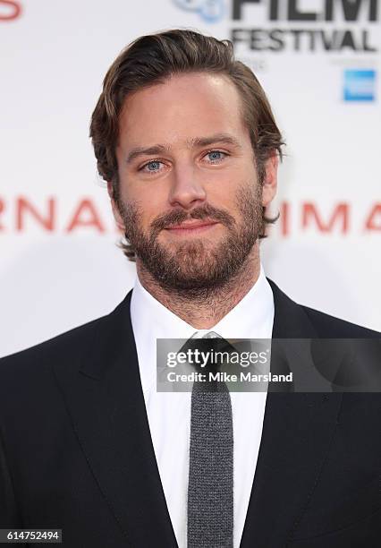 Armie Hammer attends the 'Nocturnal Animals' Headline Gala screening during the 60th BFI London Film Festival at Odeon Leicester Square on October...