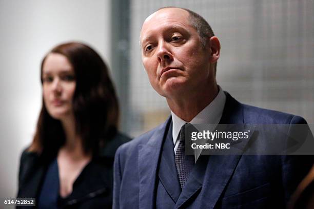 The Thrushes: #53" Episode 406 -- Pictured: Megan Boone as Elizabeth Keen, James Spader as Raymond "Red" Reddington --