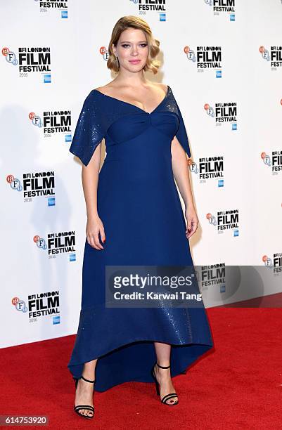 Lea Seydoux attends the 'It's Only The End Of The World' BFI Flare Special Presentation screening during the 60th BFI London Film Festival at Odeon...