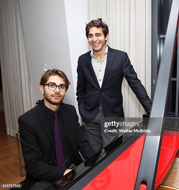 Daniel Lazour and Patrick Lazour attend an intimate salon with Award-Winning Dramatist Steve Martin at the home of Novelist and Playwright Elizabeth...