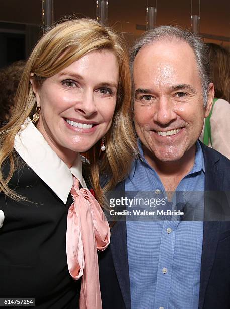 Elizabeth Dewberry and Stephen Flaherty attend an intimate salon with Award-Winning Dramatist Steve Martin at the home of Novelist and Playwright...